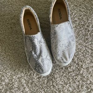 Soda Snakeskin Slip Ons